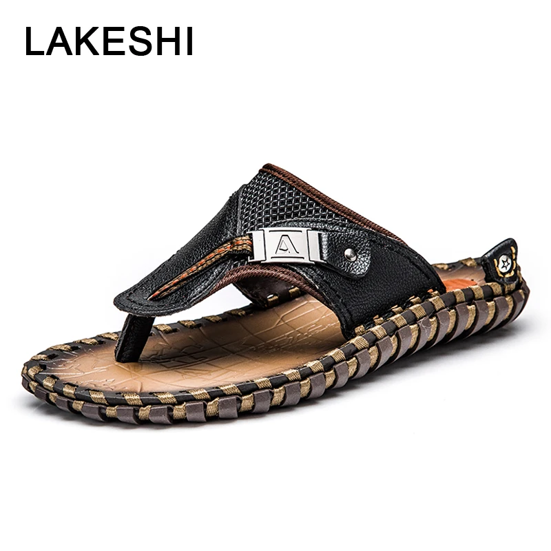 

Summer Men Shoes Comfort Men Sandals Genuine Leather Sandals Men Slippers Flip Flops Beach Shoes Plus Size 48 Sapato Masculino