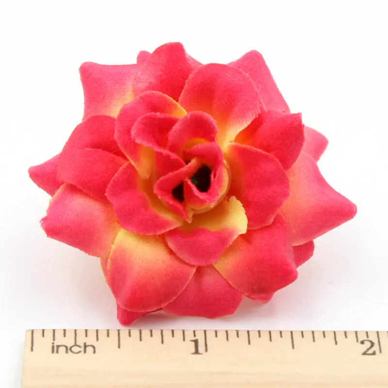10 шт./лот, насыщенная и Красочная искусственная Роза, шелковая Цветочная головка для свадебного украшения, сделай сам, венок, подарок, декоративный цветок для рукоделия - Цвет: Q