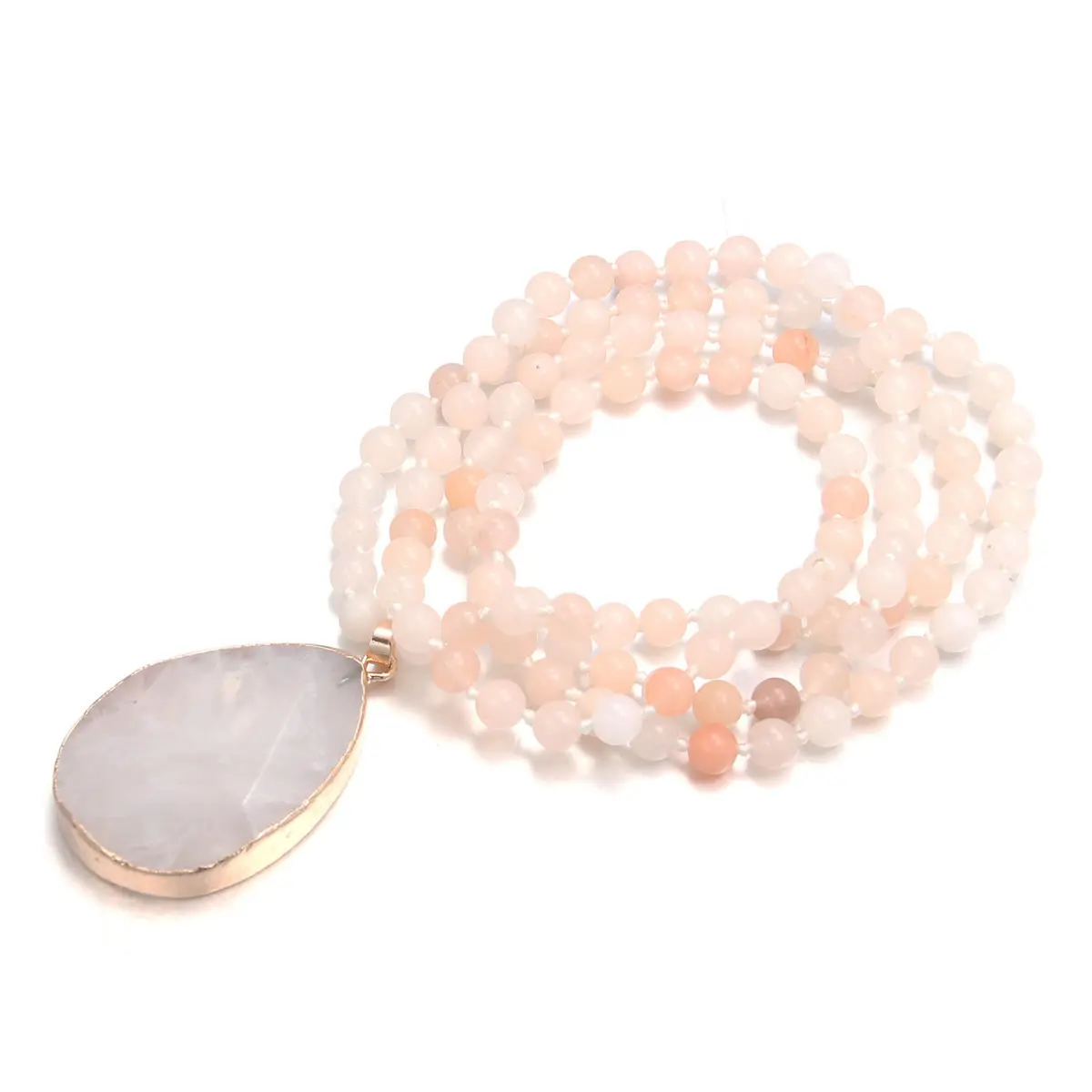 

2021 Trendy Bohemian Tribal Style Natural Stone Jewelry Semi-Gemstoness Pendant Stone Women Long Necklace Sweater Chain