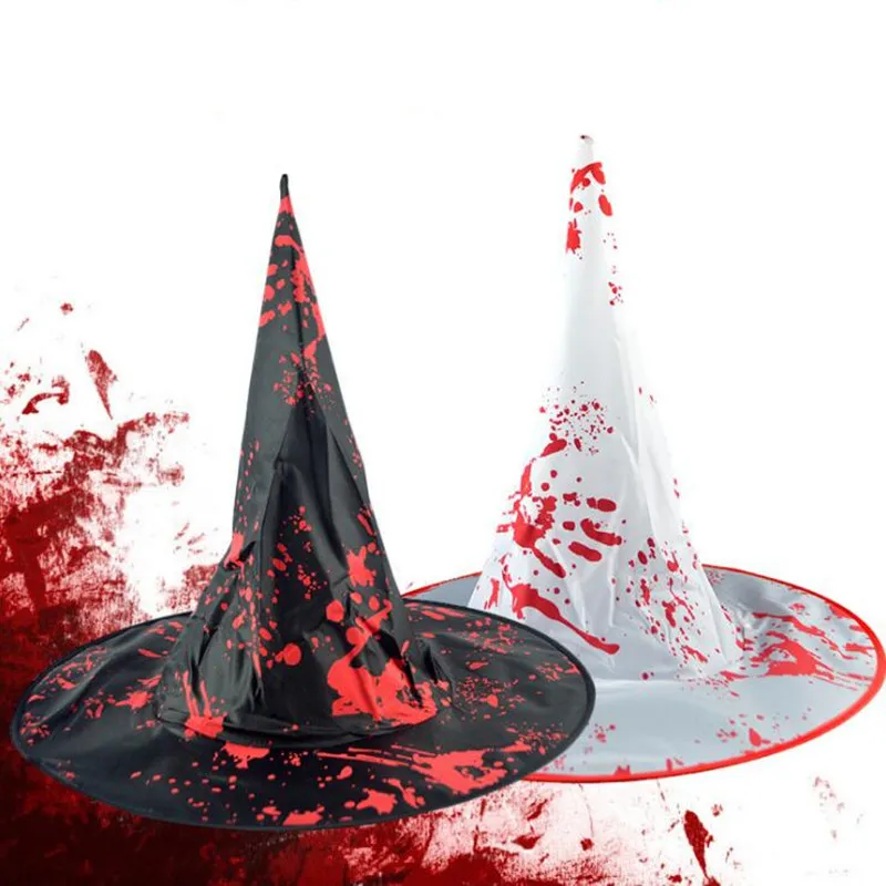

Horror Bloody Witch Hat Evil Wizard Hats Caps Performance Party Hats Kids Adults Cosplay Props Dress Decor Halloween