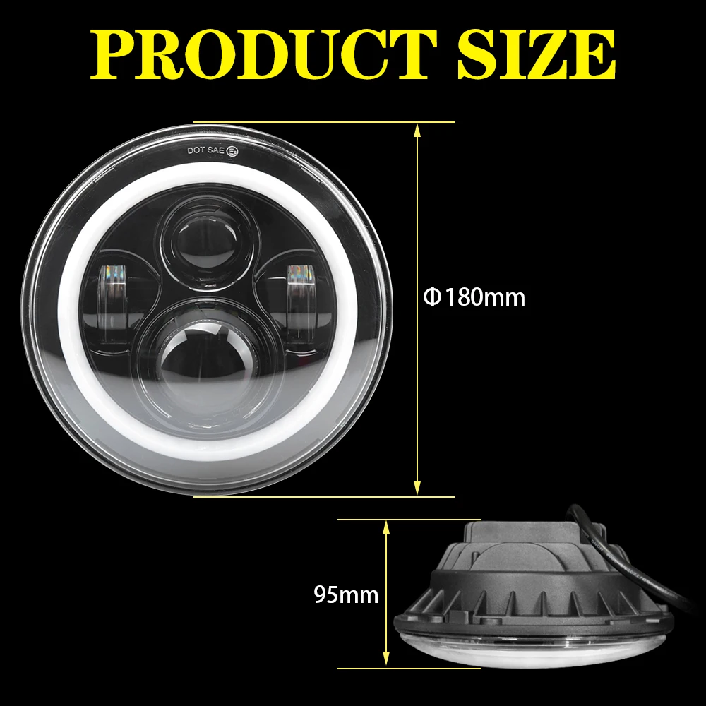 2pcs 7 Inch Led Driving Light Round LED Headlights Halo Angle Eyes LED Car Headlight Kit H4 H13 Auto for Jeep Wrangler laza 2pcs 7 Inch Led Driving Light Round LED Headlights Halo Angle Eyes LED Car Headlight Kit H4 H13 Auto for Jeep Wrangler laza