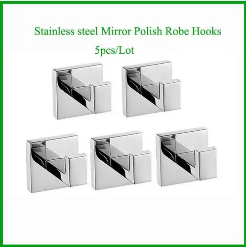 

Only Two days For Sells 5pcs Wall Mounted Mirror Polish Stainless Steel Robe Hook Wall Hanger Bathroom Accessory