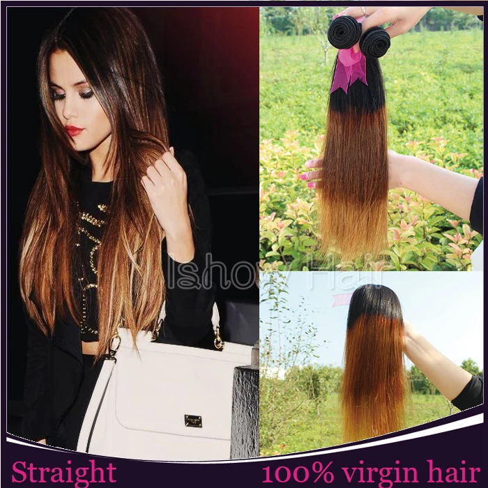 

Cheap Ombre Peruvian Straight Virgin Hair 1B/4#/6# Ombre Three Tone Human Hair Extensions 3pcs lot "14-28" Queen Berry Hair
