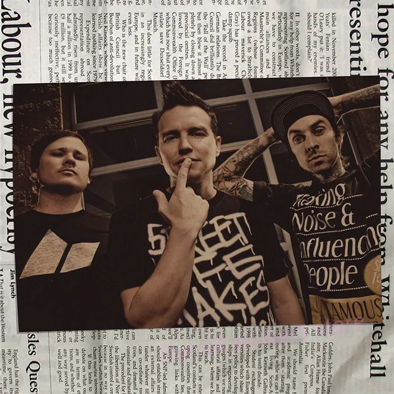 Blink 182, винтажная Ретро рок-группа, музыкальная гитара, матовая крафт-бумага, античный плакат, настенная наклейка, домашний декор/6009