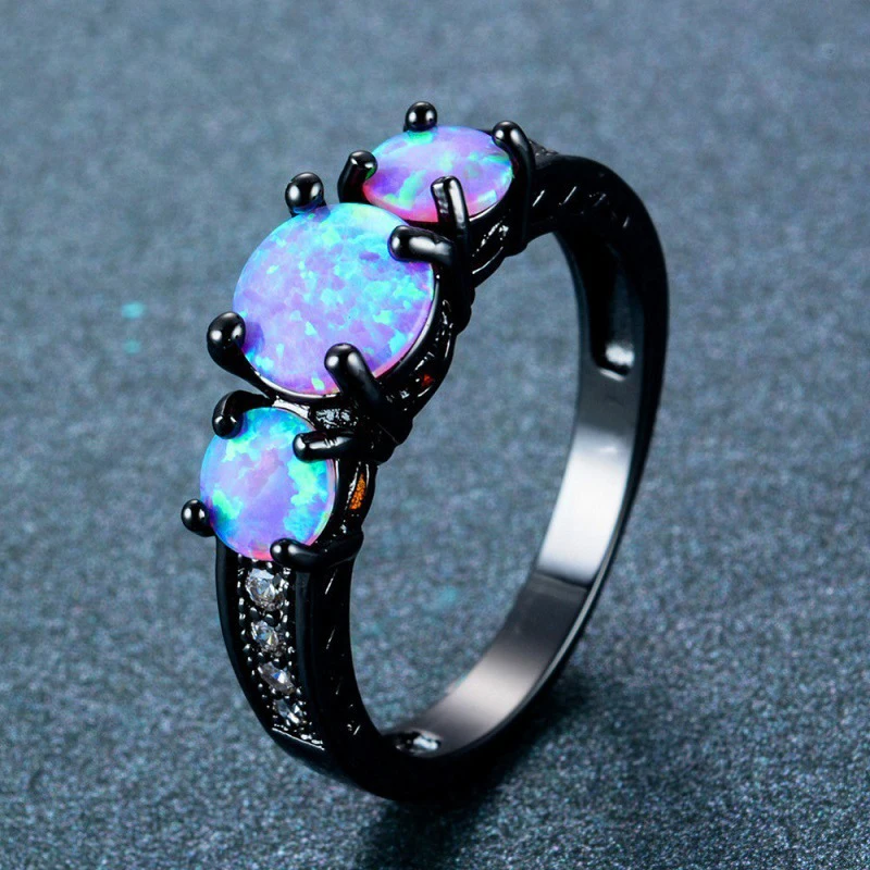 Черный Титан дизайн ювелирные изделия для женщин обручальные кольца Bague Femme Овальный Радуга огненный опал кольцо обручальное