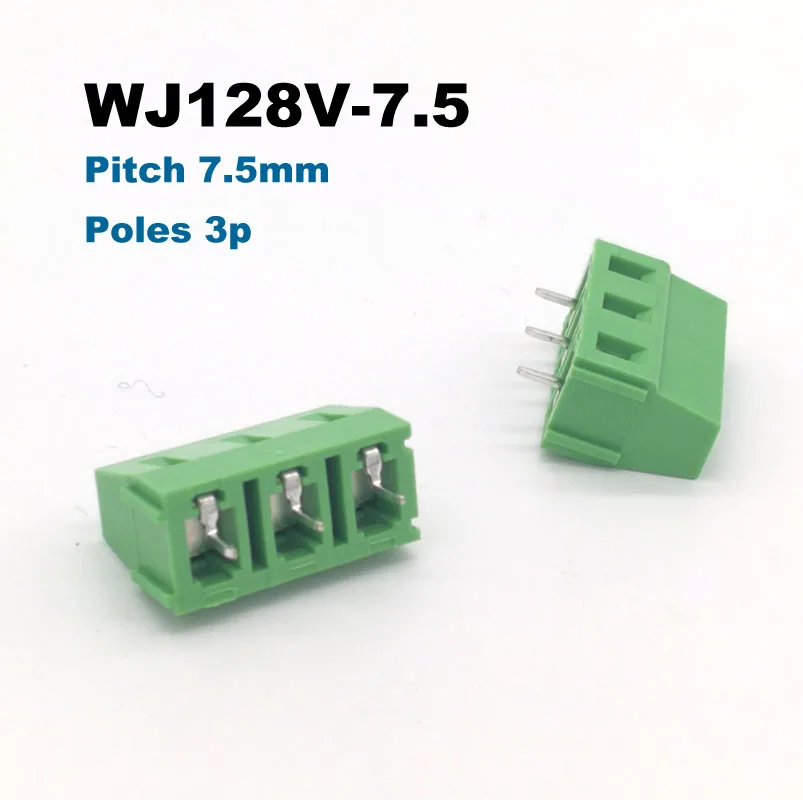 5 шт. шаг 0/7 мм Винт PCB клеммный блок соединители morsettiera прямой контакт 2/3P WJ128V