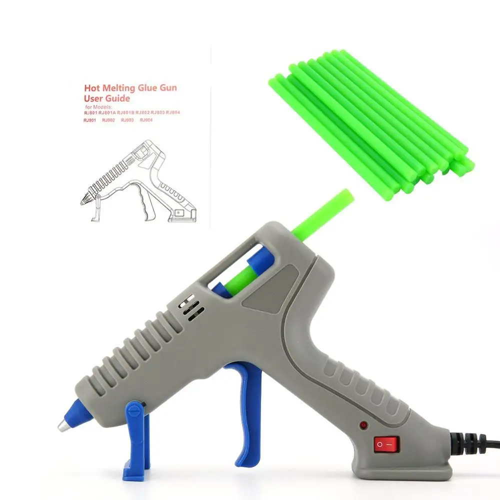 30W EU Hot Melt Glue Gun with Glue Stick RJ801 for DIY Handwork Toy Repair Tools Electric Heat Temperature Glue Guns - Цвет: 16pcs Green