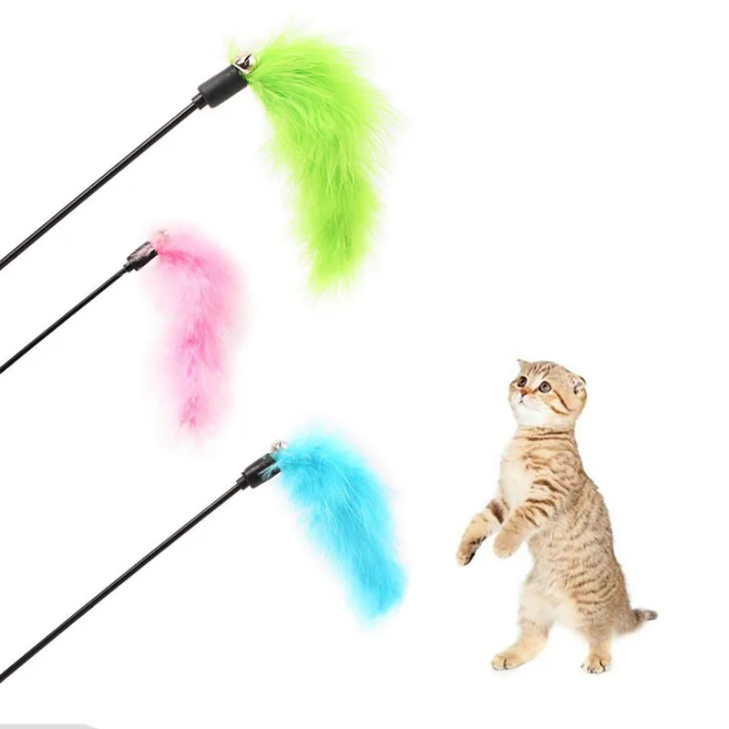 Pet Accessories Pet Cat Toy Cute Design Bird Feather Wand Stick Plastic