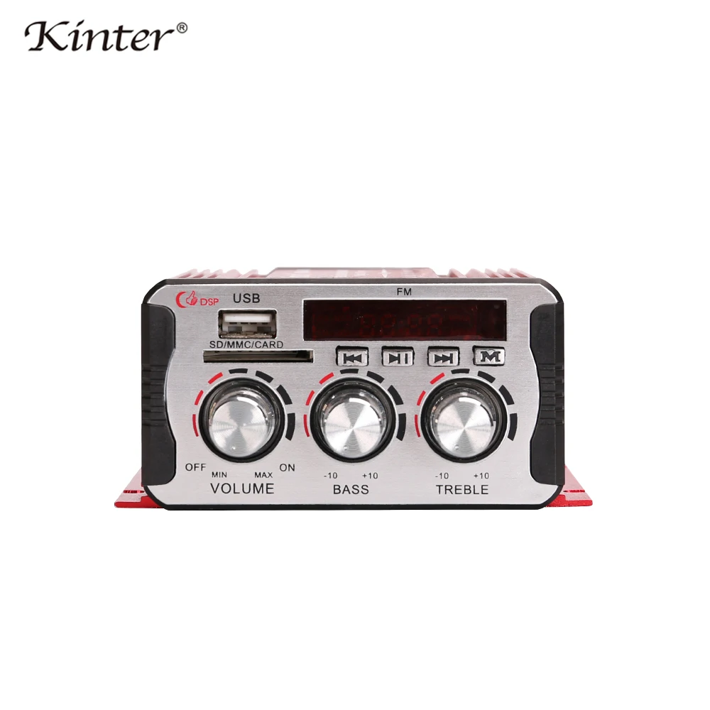 Kinter MA-600 hifi amplifier audio with radio 2.0CH DC 12V 25W SD USB AUX input play stereo sound control volume bass treble Kinter MA-600 hifi amplifier audio with radio 2.0CH DC 12V 25W SD USB AUX input play stereo sound control volume bass treble