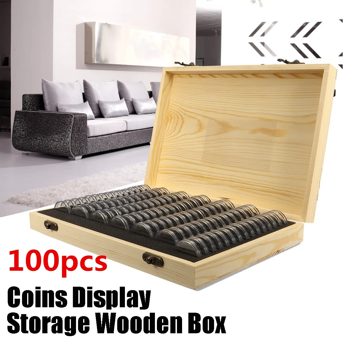 

100Pcs/Box Wood Coin Display Storage Boxes 25/27/30mm Round Boxed Holder Home Storage Case Containers for Slab Coin Certified