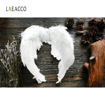 

Laeacco Baby Newborn Angel Wing Flowers Dark Wooden Board Planks Photo Backgrounds Photography Backdrops Photocall Photo Studio