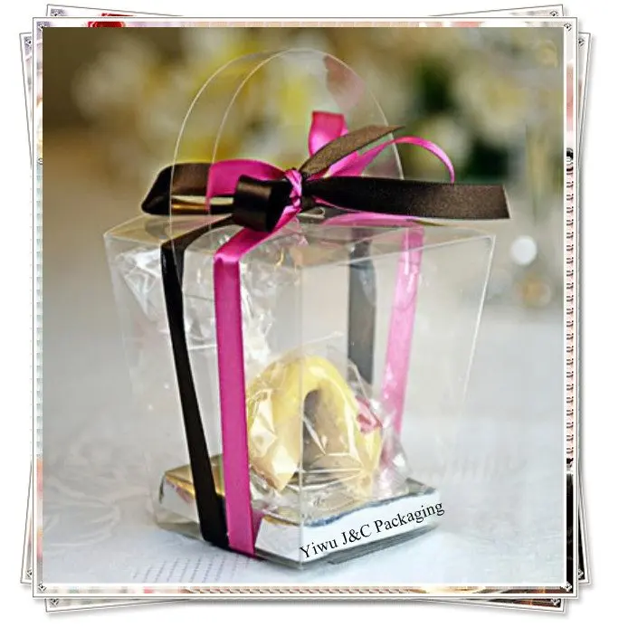 100pcs Clear PVC Tote Party Cupcake Boxes with Silver Insert, PVC Favor