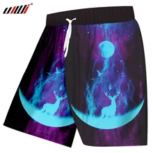UJWI мужские шорты-бермуды в стиле хип-хоп, верхняя одежда, повседневные шорты, летние крутые пляжные шорты с принтом единорога, шорты с изображением космоса и Луны, компрессионные шорты