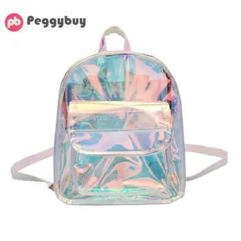 

Herald Fashion Women Transparent Backpack Quality PVC Cool Mini Clear Bag Student Harajuku School Bag Holographic Small Backpack