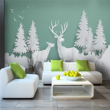 Custom 3d wallpaper modern 3D oil painting forest bird deer + TV background wall - healthy silk waterproof material Custom 3d wallpaper modern 3D oil painting forest bird deer + TV background wall - healthy silk waterproof material