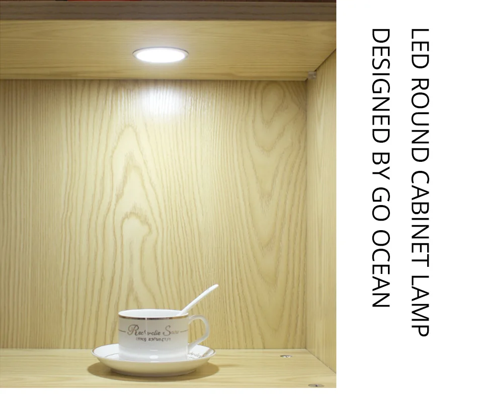 _01GO OCEAN Under Cabinet Lights LED Night Lamp Dimmable 12V 3W Round Closet Light Under Cupboard Kitchen lamps Counter Lighting