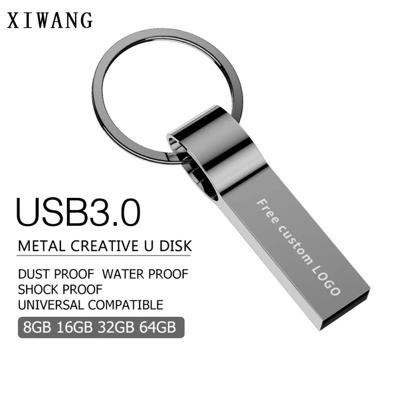 Новинка, usb флеш-накопитель, 32 ГБ, Металлическая USB 3,0, usb флешка, 4 ГБ, 8 ГБ, 16 ГБ, флешка, 64 ГБ, серая ручка для ключей, флешка, 128 ГБ, печать логотипа