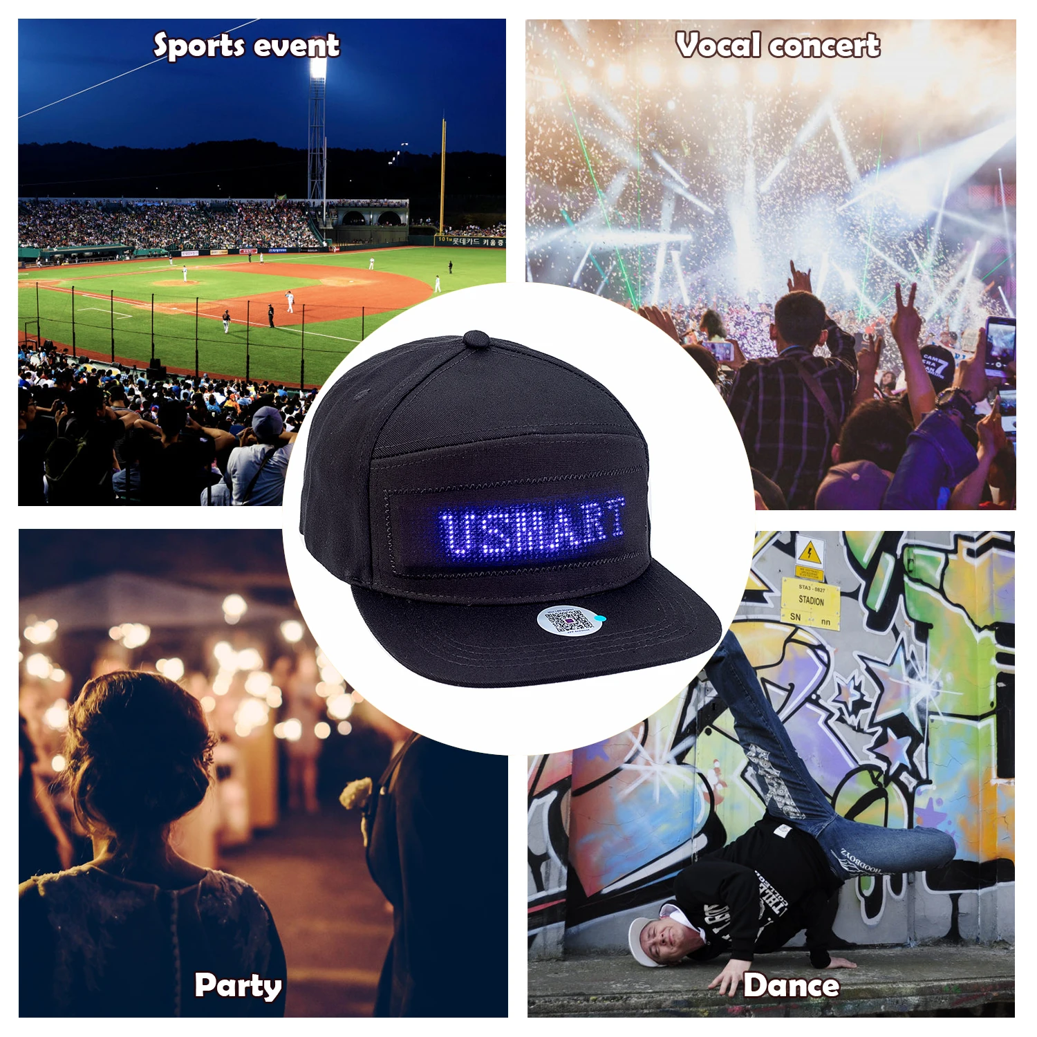 Novidade animado bluetooth led hat display board