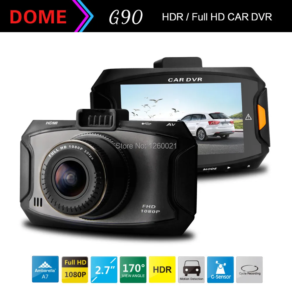 G90 Ambarella A7 CAR CAMERA 2.7''LCD+170 Lens DETECTOR G-Sensor+Night vision+H.264+Key lock function+HDMI Cable STYLING |