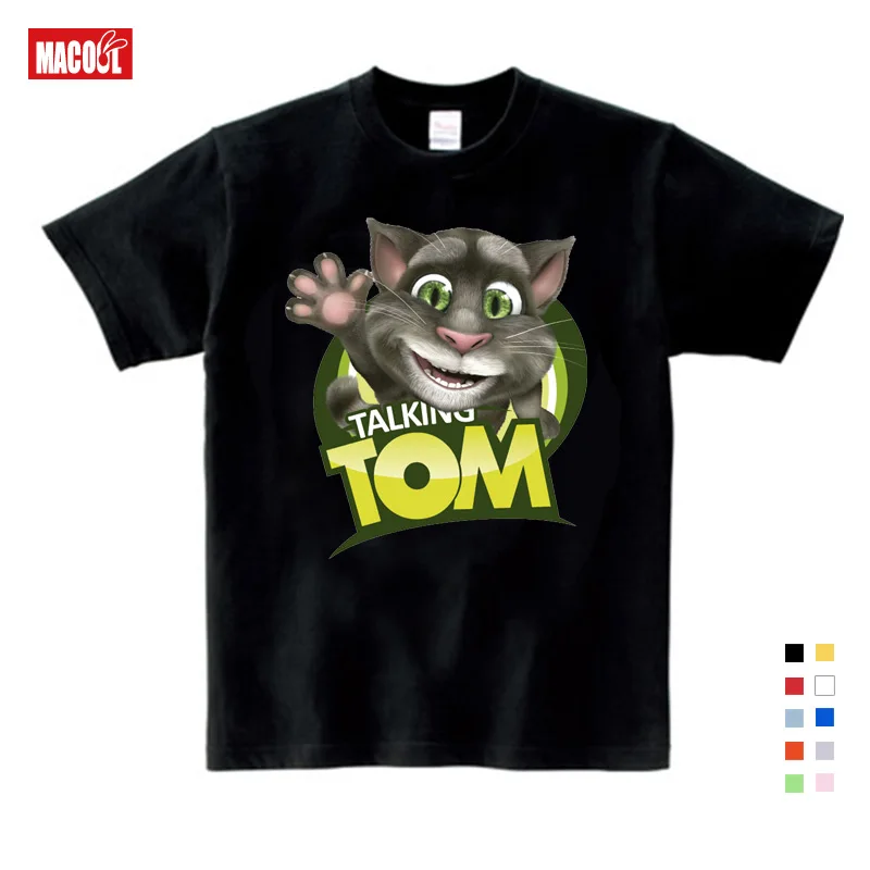 The Children's Favourite Online Games Can Talking Tom Cat Prints Child Summer Shirt Cat Tom and His Friends Cartoon Costumes 5T - Color: T-shirt