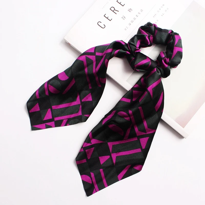 FASACC С Принтом Леопарда Scrunchie женские обручи Галстуки десен девушки веревку Женская Мода аксессуары для волос украшения - Цвет: geometric purple