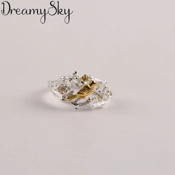 

Bohemian Fashion 925 Sterling Silver Branch Bird Rings For Girls S925 Antique Ring Luxury Jewelry Women Wedding Party Gifts