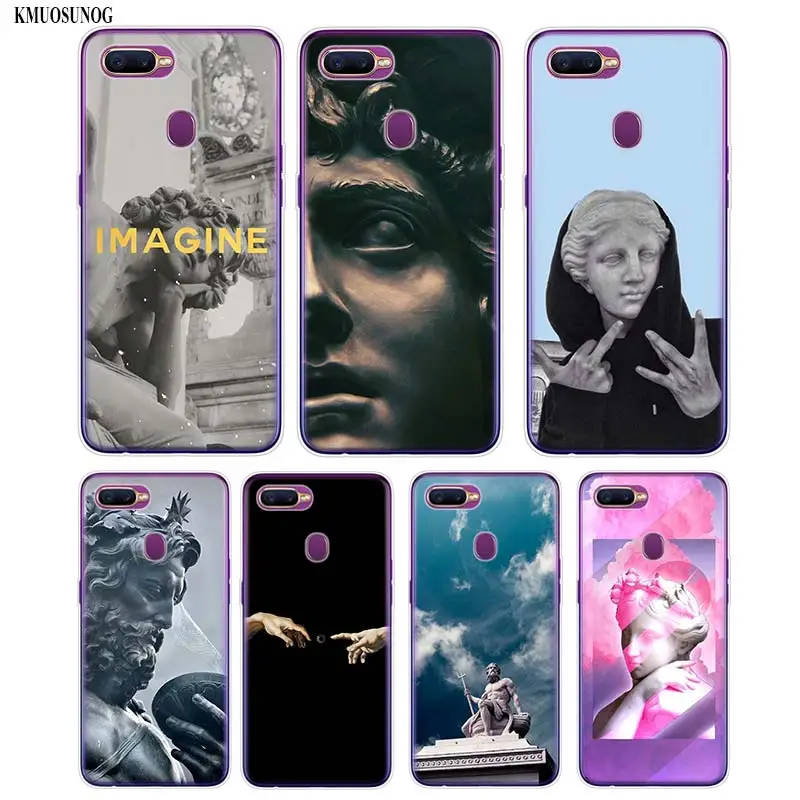 

Transparent Soft Silicone Phone Case Retro Vintage Art Statue Printing for OPPO F5 F7 A5 Realme 2 A7 R9S R15 R17 Cover