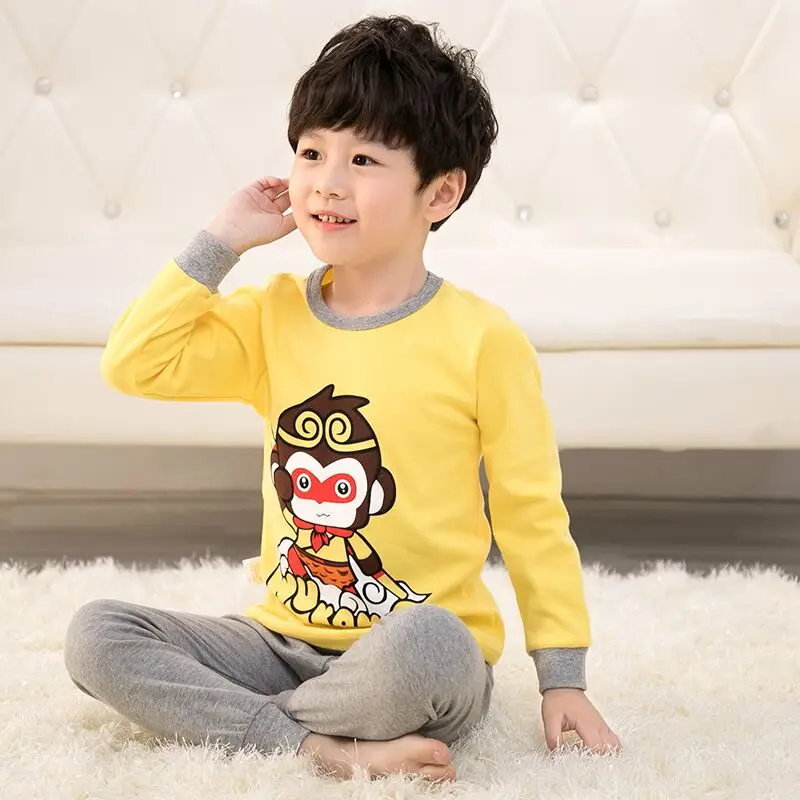 color at picture Одежда для маленьких девочек Пижама для младенцев детская пижама комплекты одежды для сна для мальчиков, хлопковая футболка, рубашка+ Штаны пижамы Детские зимние штаны Домашняя одежда, костюмы - Цвет: color at picture