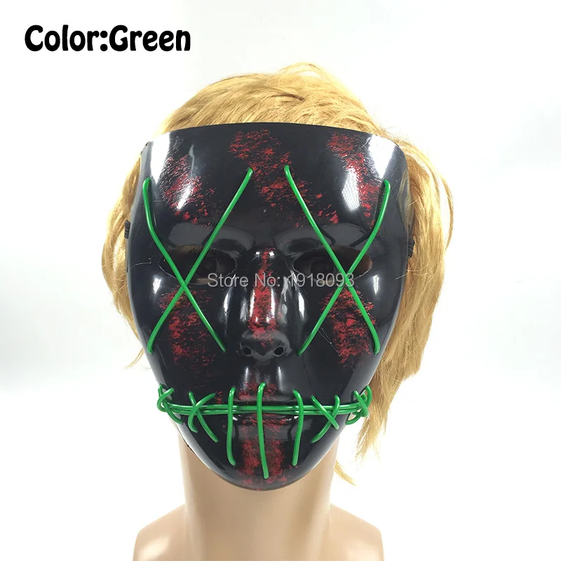 Горячая Мода Призрак танцы маски EL Wire световой костюм вечерние маска Хэллоуин Вечерние Маски для праздника освещения поставок маски