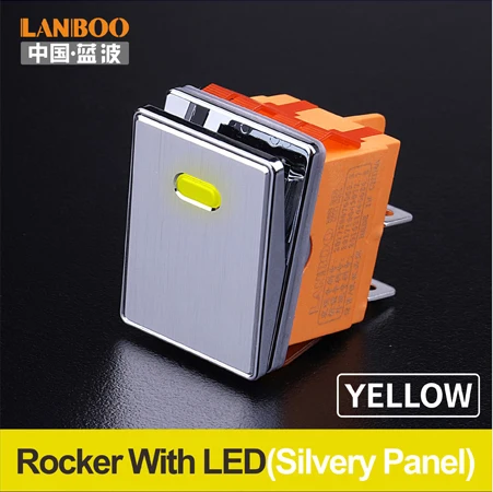 LANBOO 16A250VAC DPDT Высококачественная алюминиевая панель Водонепроницаемый кулисный переключатель - Цвет: Yellow(Silvery Panel