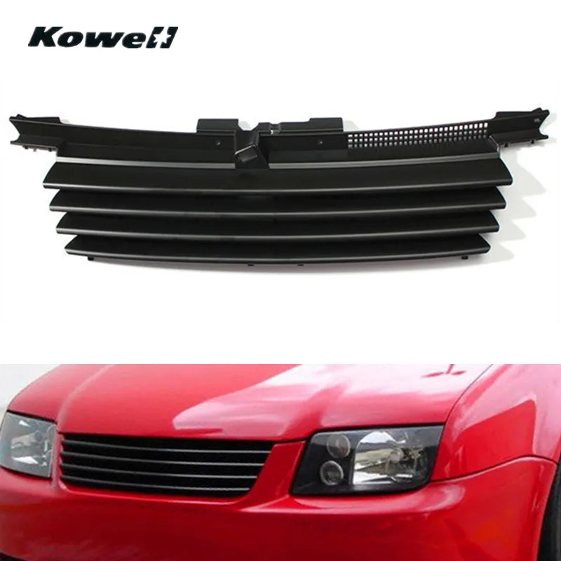

KOWELL Front Bumper Center Grill Middle Grille for Volkswagen VW Jetta Bora MK4 1999-2004 Car Auto Accessories Replacement Black