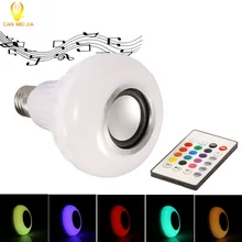 Smart E27 RGB Bluetooth Speaker LED Bulb Light 12W Dimmable RGBW Wireless Music Playing Leds Lamp with 24 Keys Remote Control