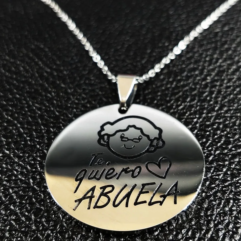 Семейный для бабушки ожерелье из нержавеющей стали с гравировкой и подвеской, женское ювелирное изделие, подарок Te quiero Abuela N17781