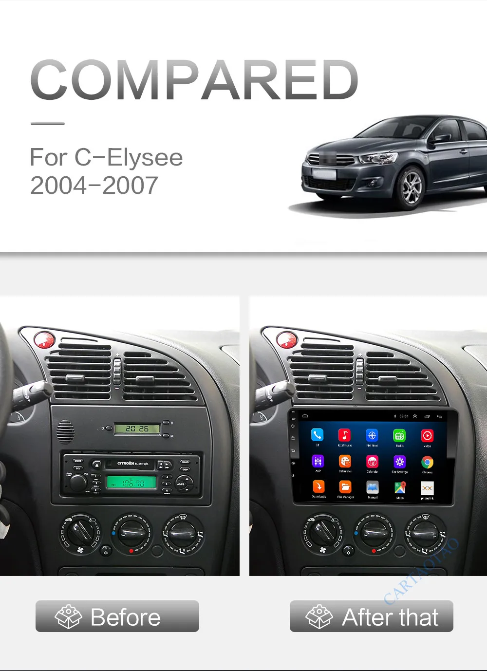 2 din Android 8,1 GO Автомобильный мультимедийный плеер для peugeot 301/C-Elysee 2004-2007 2.5D hd-навигатор для автомобиля gps навигация Bluetooth плеер