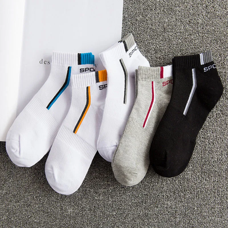 

5 Pairs/lot Men Socks Stripe pattern Boat Sock for Summer Breathable Casual Boys Ankle socks Socks Slippers