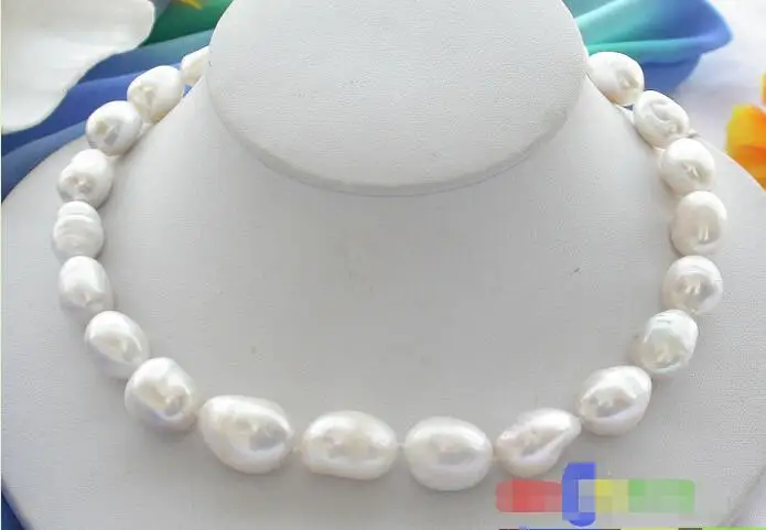

FREE SHIPPING HOT sell new Style >>>>HUGE 17" 20mm round white freshwater PEARL NECKLACE SILVER p2464