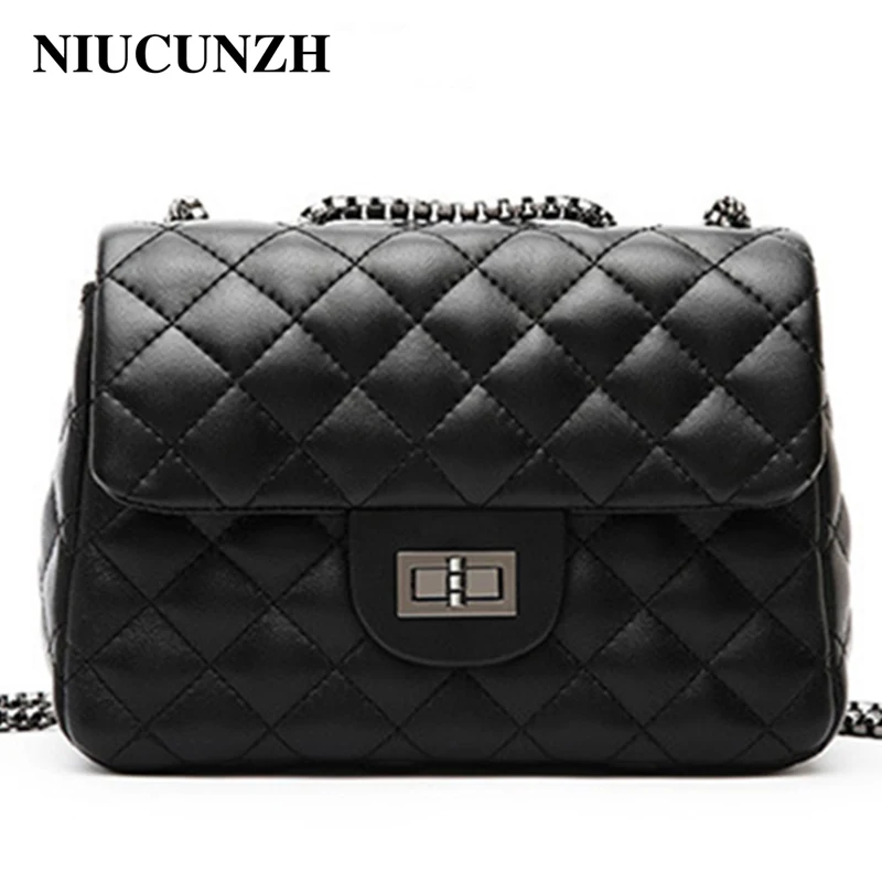 

NIUCUNZH Black Diamond Lattice Bag Leather Women's Shoulder bag Female Small Chain Messenger Bags Luxury Brand Clutch Handbags