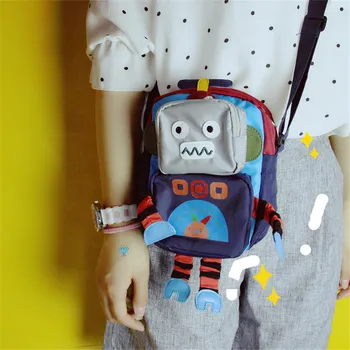

South Korea's big children cool robot fun cartoon messenger bag color mini messenger bag shoulder cell phone bag