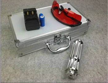 

Professional Powerful Military Blue laser pointer 500000m 500w 450nm Flashlight Burn match cigar cutting paper plastic+Glasses