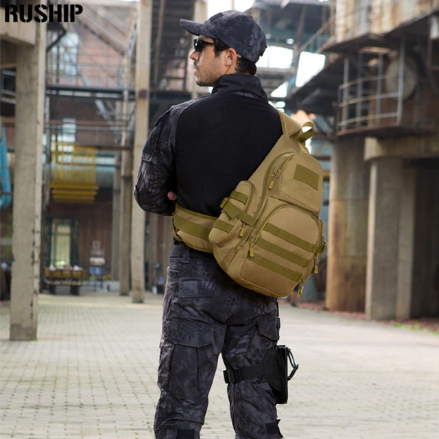 Bolso de pecho táctico de nailon para hombre, mochila cruzada grande de  viaje, bandolera de hombro, mochila para exteriores - AliExpress