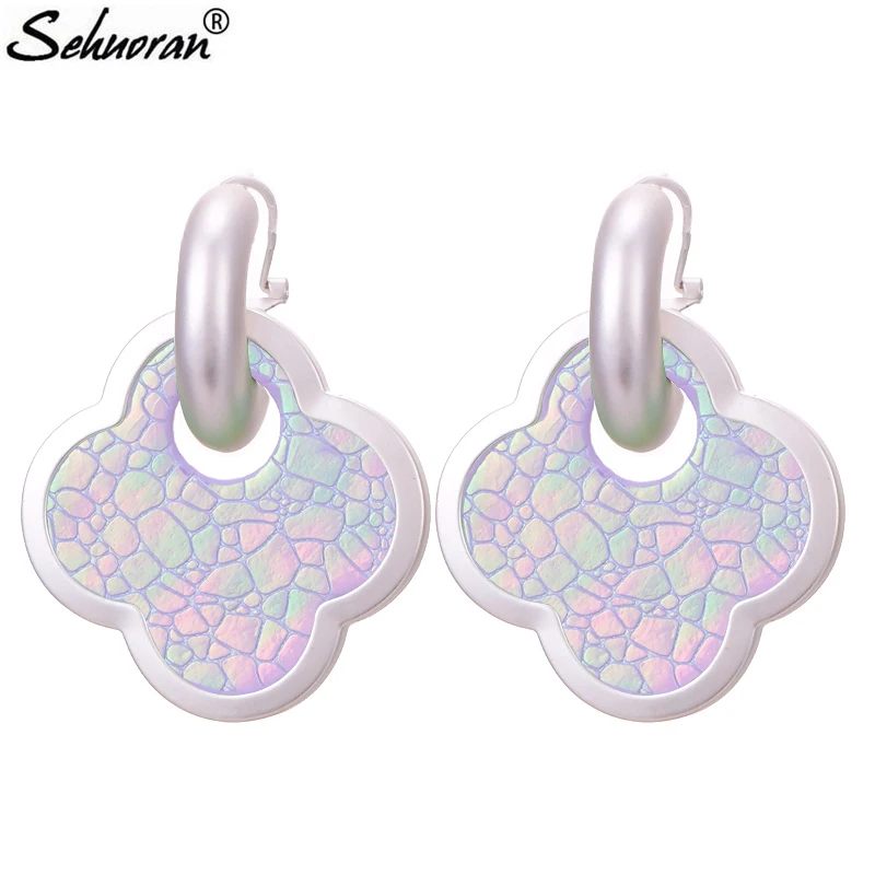 

Sehuoran Brincos Oorbellen Drop Earrings Flash Leather Mat Gold&Sliver Pendientes Boho Statement Earings Fashion Jewelry Gifts