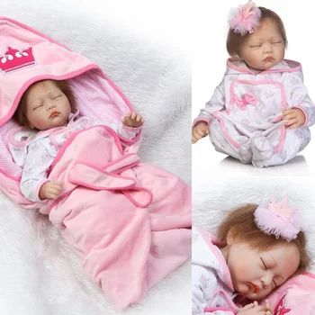 

NPKCOLLECTION 55cm lifelike reborn lovely premmie baby doll closed eyes bebe alive babies 22inch kids birthday presents toy