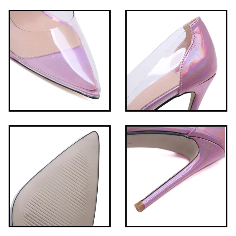 Прямая поставка; женские туфли-лодочки на высоком каблуке-шпильке; пикантные прозрачные вечерние свадебные туфли; туфли-лодочки с острым носком; цвет розовый; Zapatos De Mujer; ZXXS98