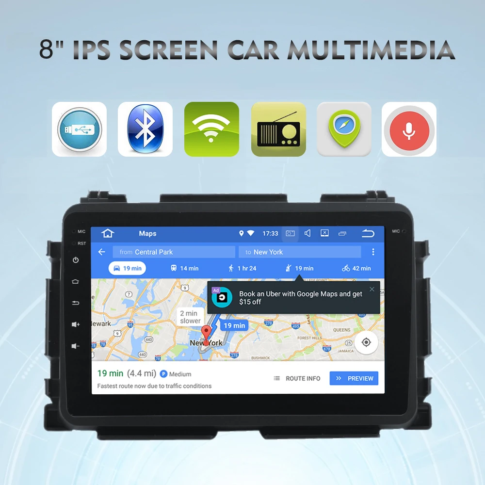 1 din Радио android 10 GPS Navi для Honda Vezel HR V вариабельности сердечного ритма 2014 2015 2016 2017 2.5D