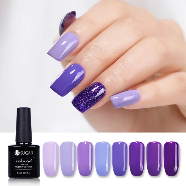 Ur Sugar 7 5ml Purple Color Series Glitter Gel Nail Polish Ur Sugar 7 5ml Purple Color Series Glitter Gel Nail Polish Holographic Manicure Varnishes Soak