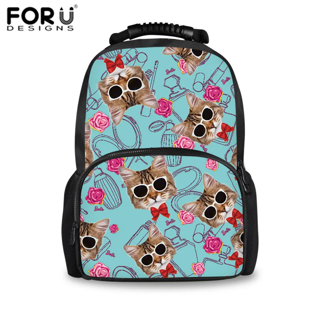 FORUDESIGNS/школьные ранцы для девочек с милым котом и цветочным узором; повседневные Рюкзаки; женские рюкзаки; рюкзак для ноутбука - Цвет: CC1161A