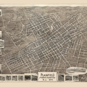 Old Map of Plainfield New Jersey 1899 Union County Poster Print (18 x 24)