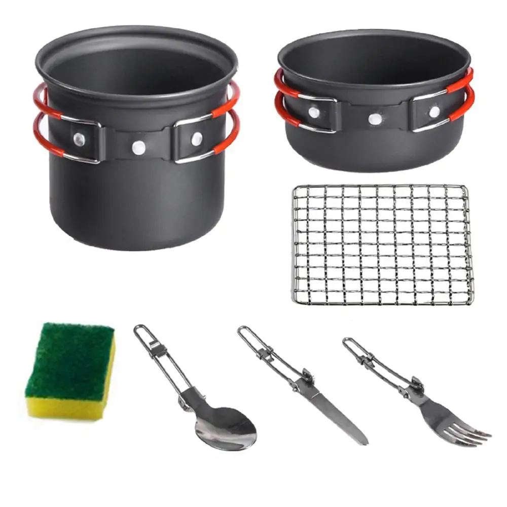 

Ultralight Camping Cookware Utensils outdoor tableware set Hiking Picnic Backpacking Camping Tableware Pot Pan with wood stove