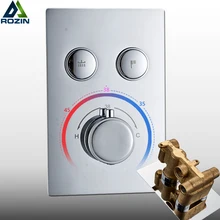 Хромированный термостатический смесительный клапан, двойные функции, смеситель для ванны и душа, контрольный клапан, контроль температуры душа, смесительный клапан