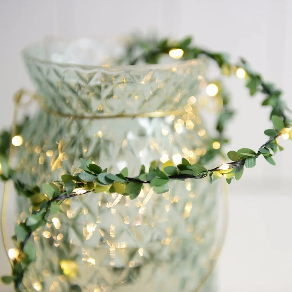 Rustic Wedding Foliage LED copper wire String Lights for Wedding Table Decorations Tiny Leaves christmas party Home Tableware 